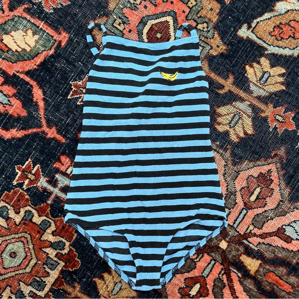 Bobo Choses Striped Blue and Black Swimsuit Never Worn Size 4-5 years